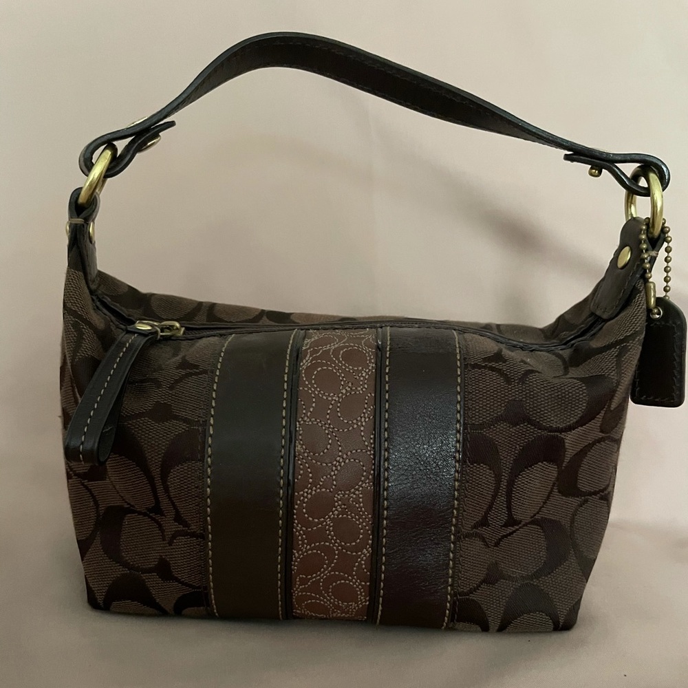 Authentic COACH Classic Canvas Bag w/ Leather trim